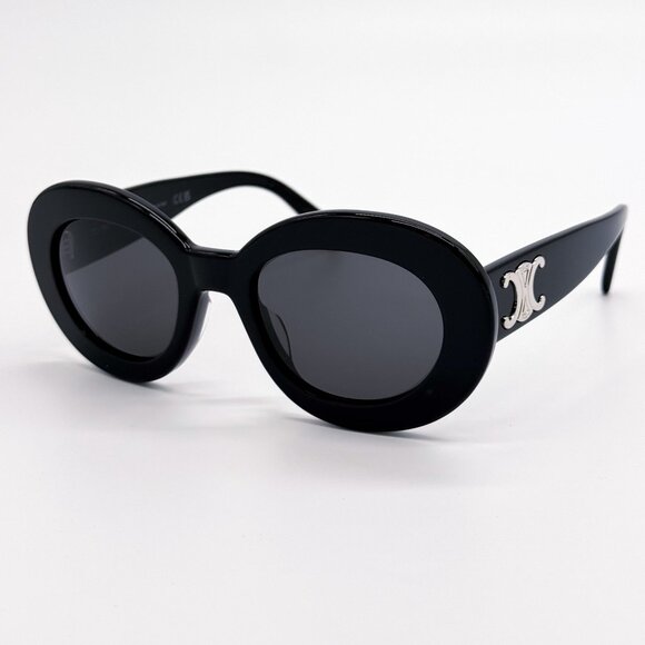 NEW CL40312U 01A CELINE BLACK ROUND WOMEN SUNGLASSES CELINE - Picture 3 of 10